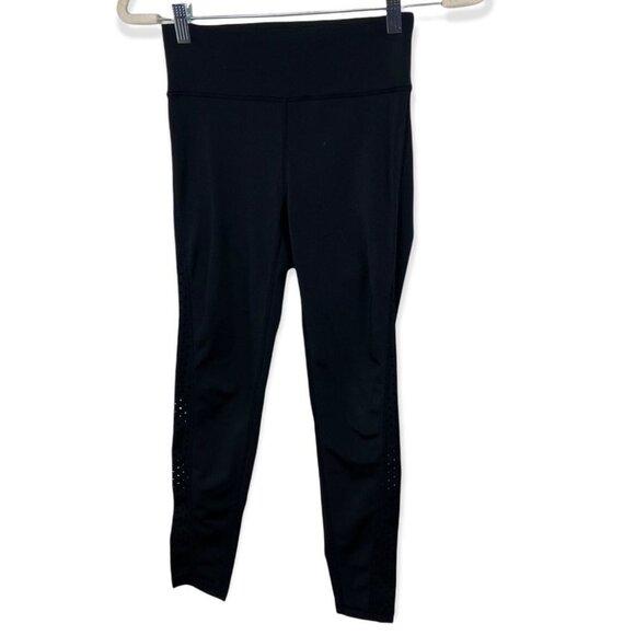 Nanette Lepore Black Mesh Panel Leggings High Rise Size Small Stretch High‎ Rise - Picture 2 of 12